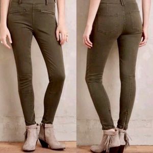 Pilcro and the Letterpress military green pants straight legs zip ankle size 30